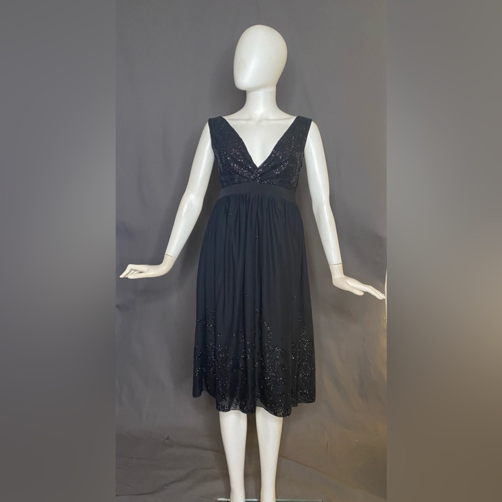 Black cocktail dress, high waisted with sparkle detail